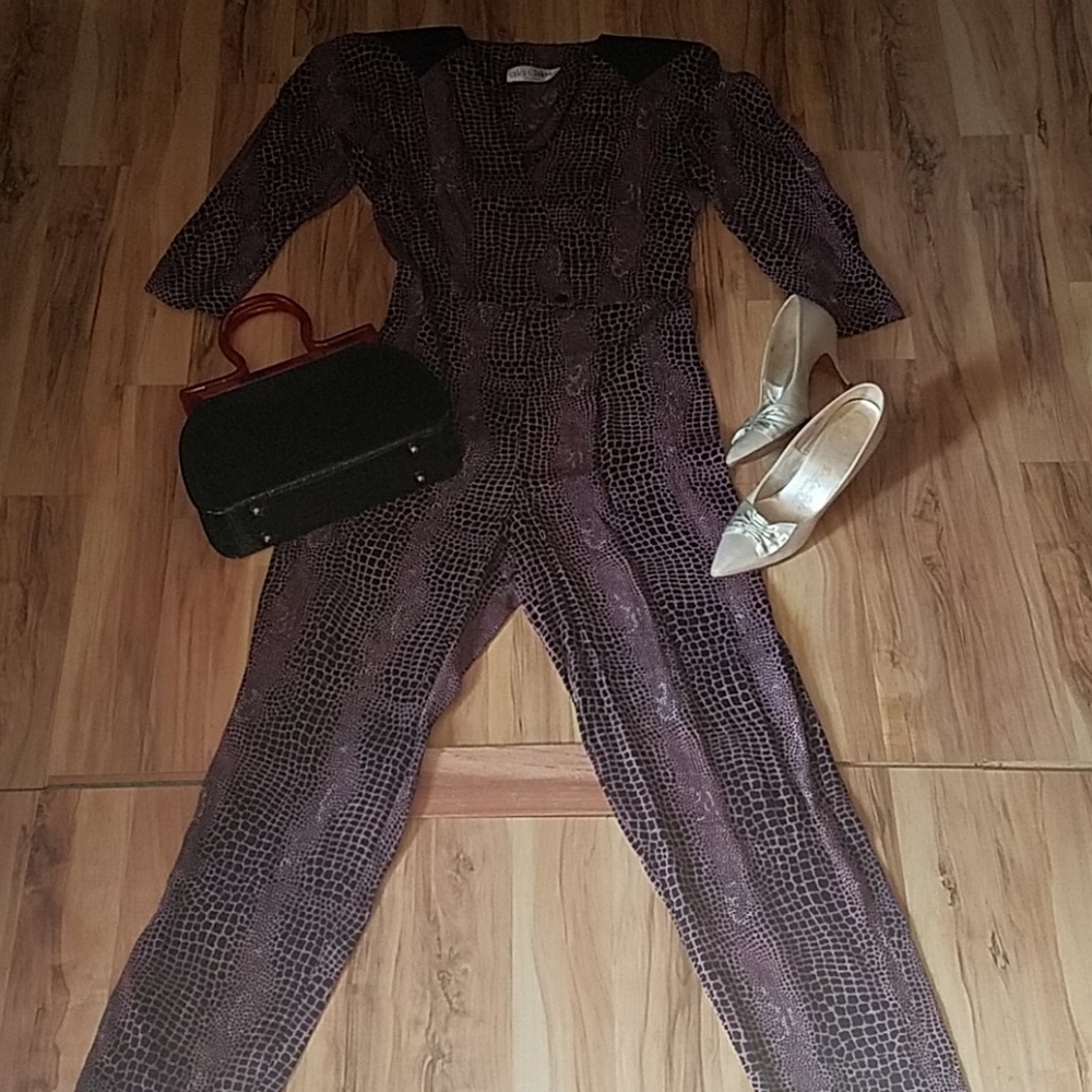 Vintage 80s 90s Animal Print Jumpsuit